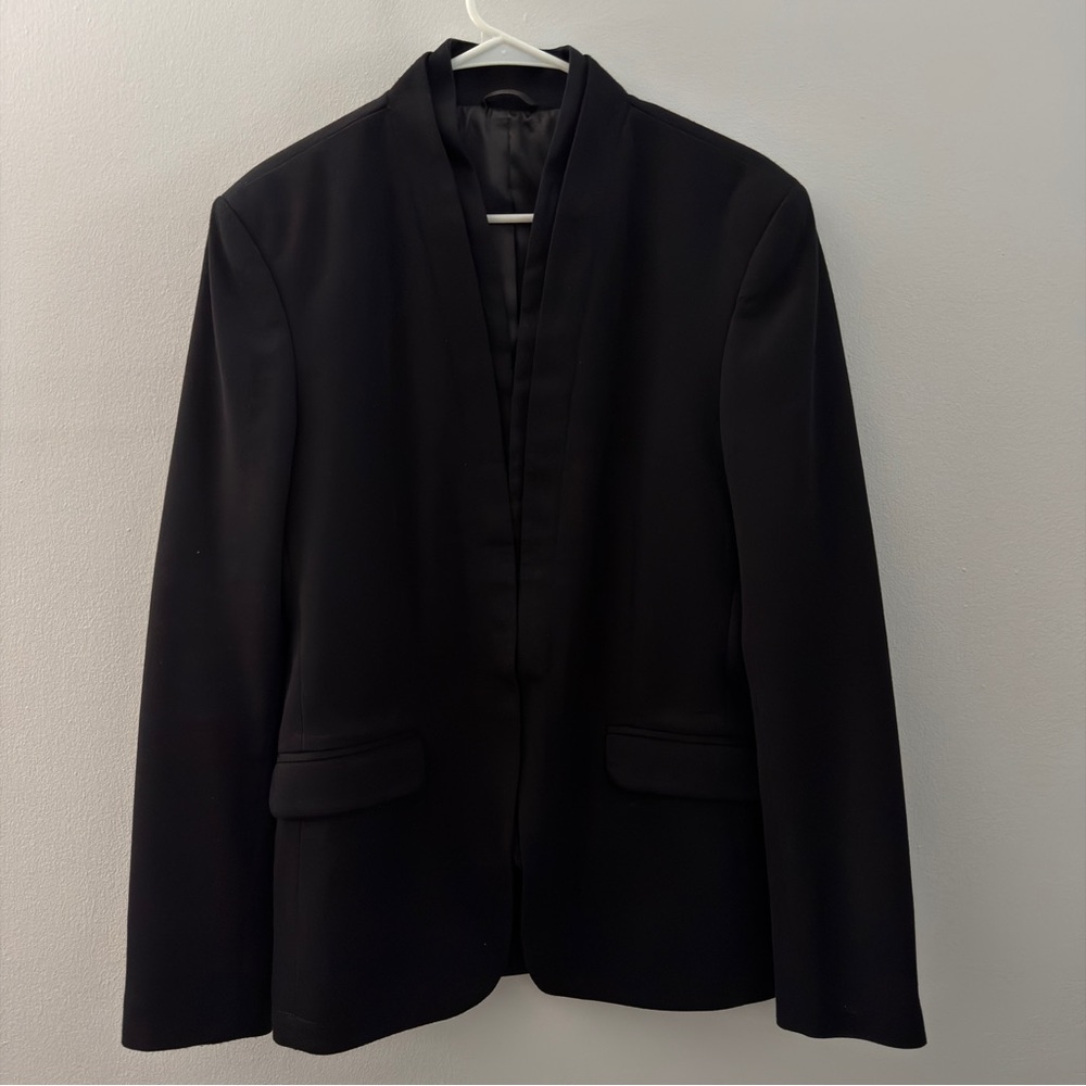 Zara Black Mandarin Collar Blazer Size L